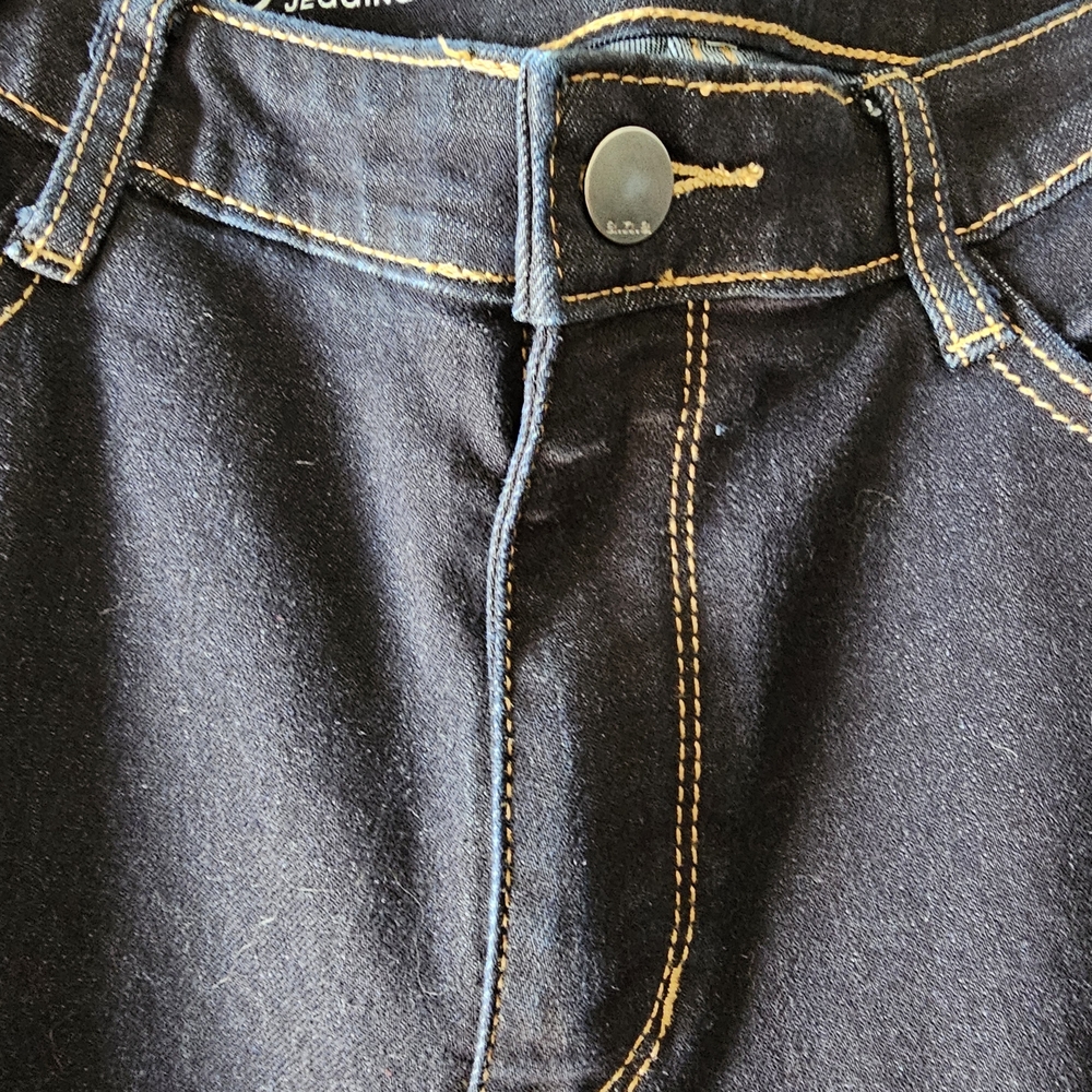 a.n.a Dark Blue Jeggings Split Hem With Snap Buttons Size 12 - Picture 3 of 11